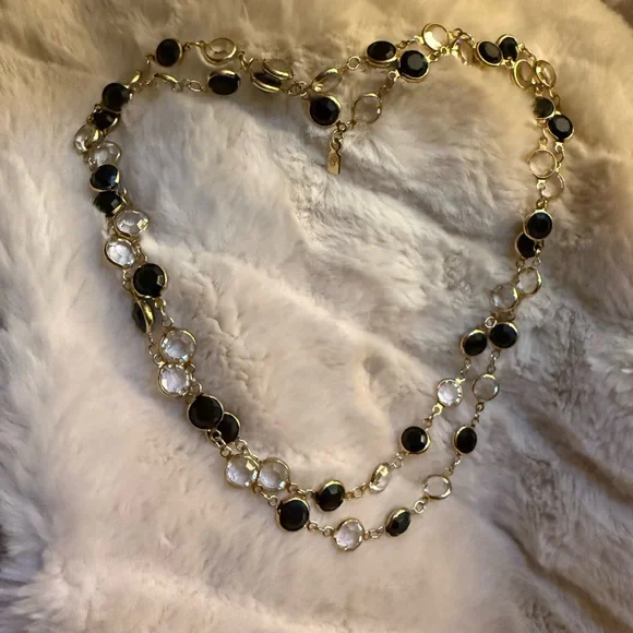 Vintage Swarovski Black and Gold Necklace - Picture 6 of 14